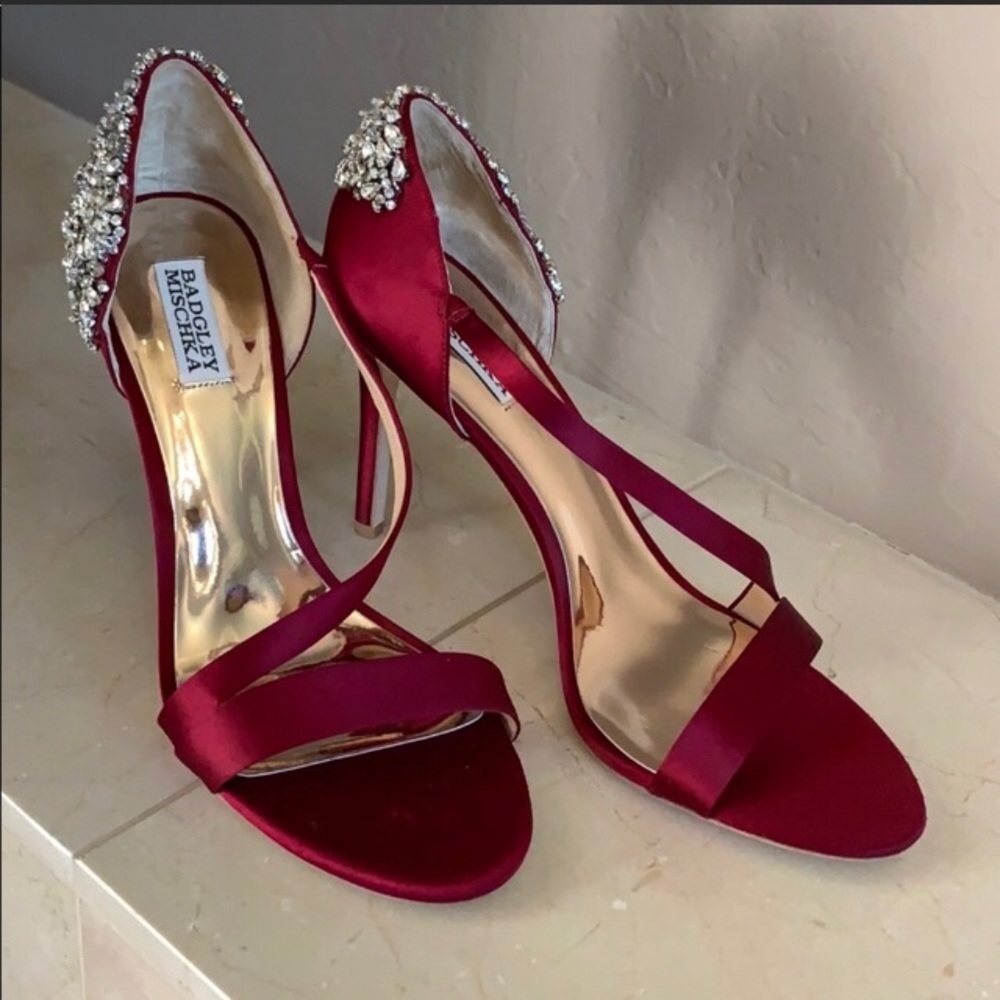 Badgley Mischka Red Rhinestones heels